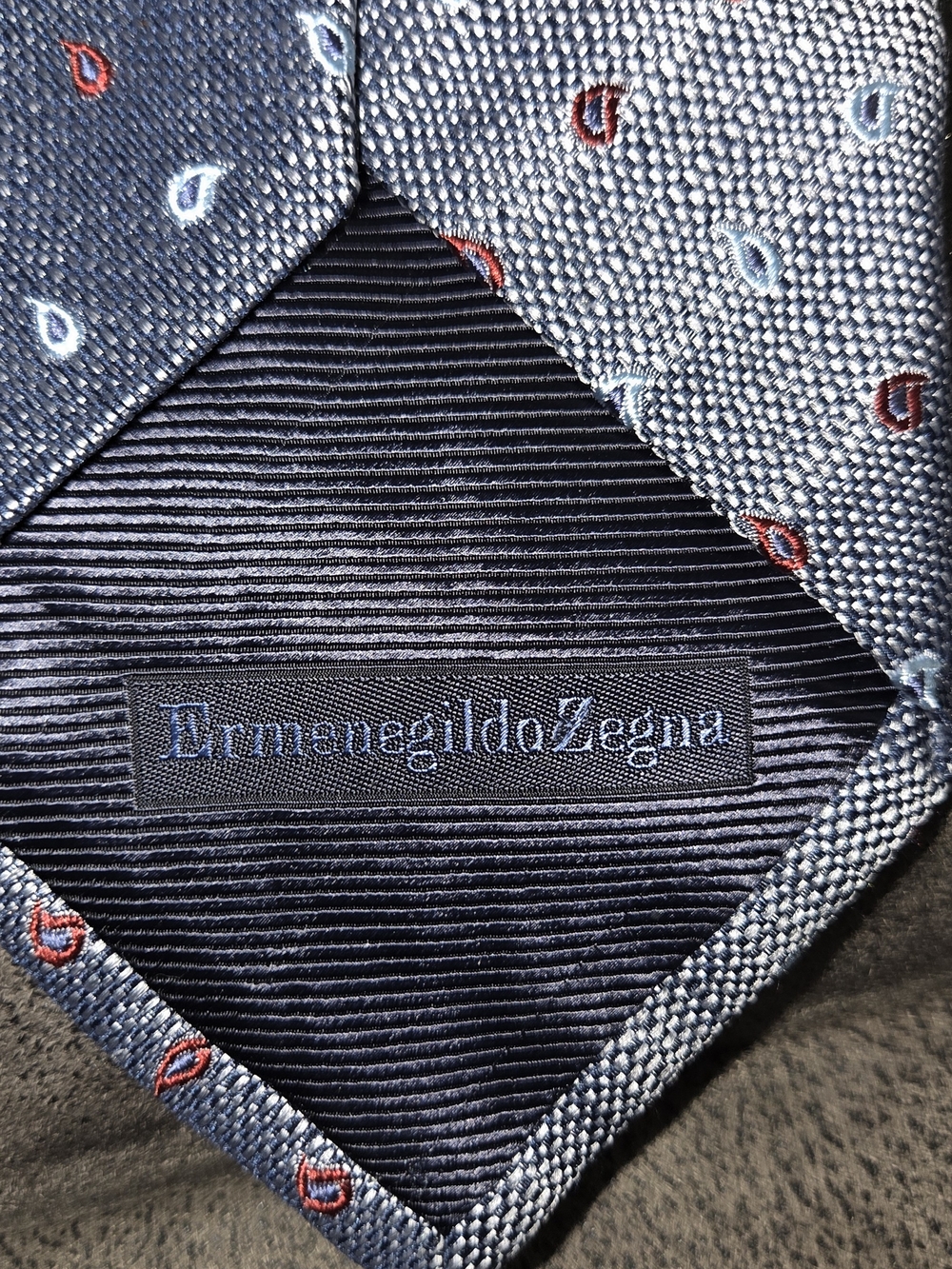 Ermenegildo Zegna Men's Blue & Red Paisley Silk Tie